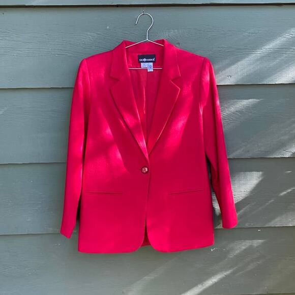 Vintage 90s Red Wool Blazer - Picture 3 of 8